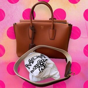 Mcm medium milla brown satchel crossbody bag
